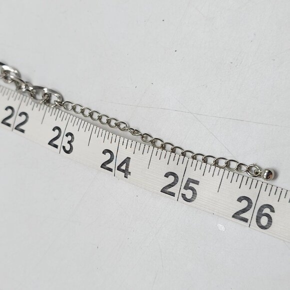 Large Bauble Layered Pearl Silver Tone Chain Necklace - Picture 5 of 5